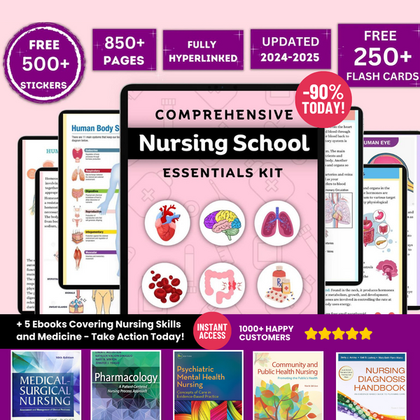 Comprehensive Nursing School Bundle with Hyperlinked | Study Guide Bundle | Nursing School Note | Digital Download | 850+Pages of Study note