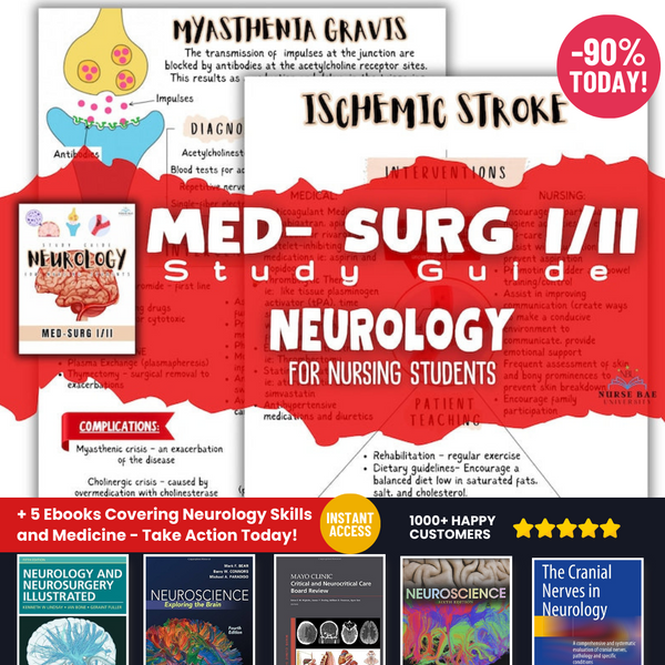 Neuro Study Guide, Nursing Med Surg I/II Neuro Bundle for Nursing Students Neurology Study Guide, Nursing School, Nursing Notes + 5 Ebooks