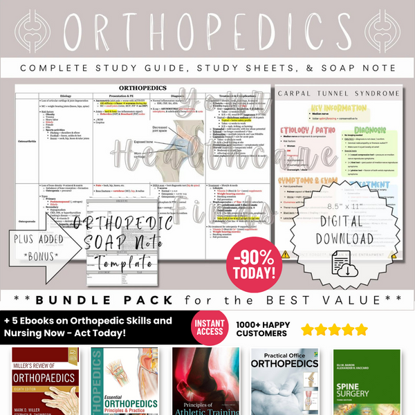 Orthopedics Complete Bundle - Study Guide and Sheets | Physician Assistant Student | Nurse Practitioner Student | Med Student